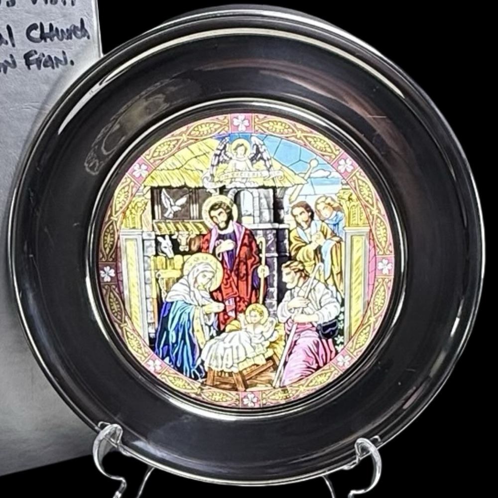 Stained Glass Pewter Plate The Shepard‎ Visit 1996 San Francisco COA  Box